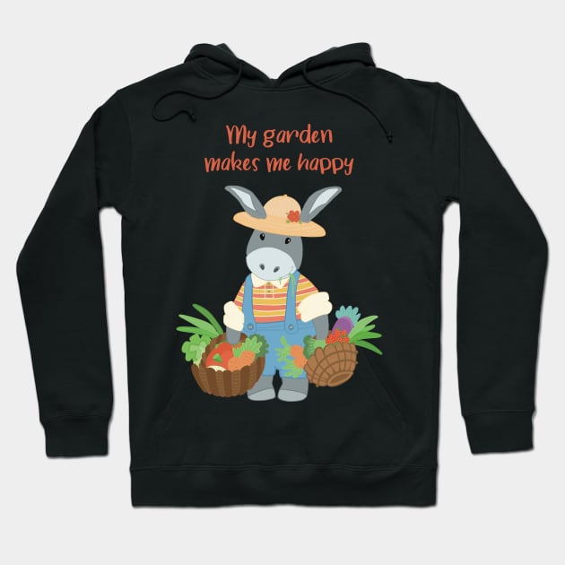 My garden makes me happy, cute picture with a gardener with his own grown vegetables Hoodie by marina63